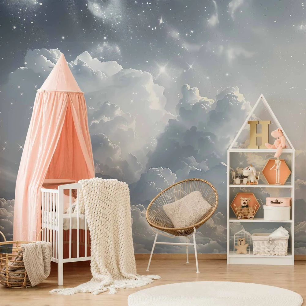 Fototapetai - Astralinė ramybė žvaigždės virš švelnių debesų