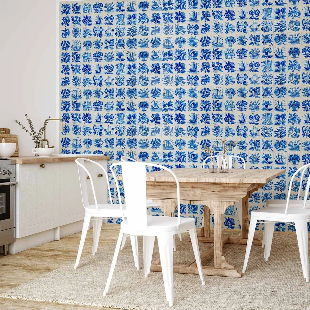 Fototapetai - Azulejo plytelės tradicinės portugališkos keramikos raštas