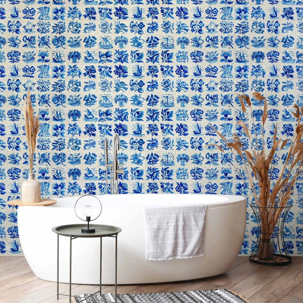 Fototapetai - Azulejo plytelės tradicinės portugališkos keramikos raštas