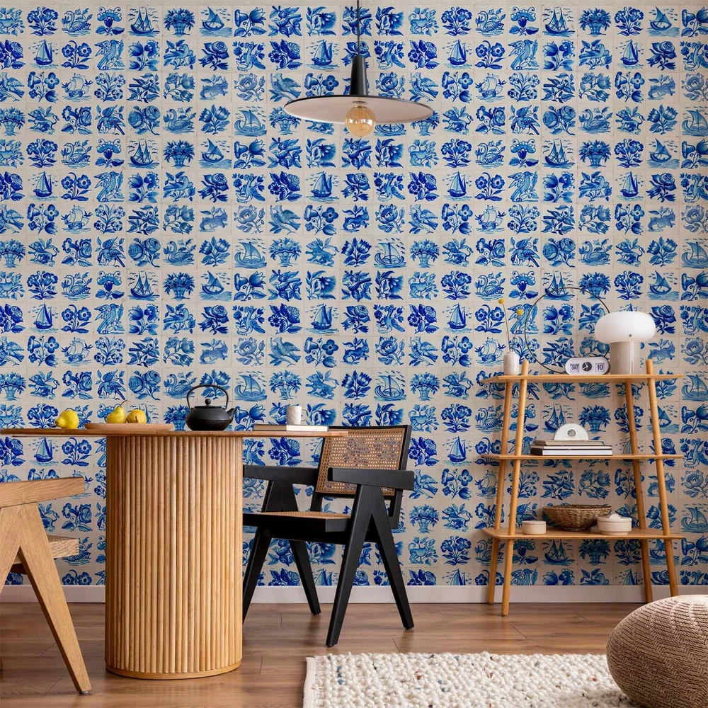 Fototapetai - Azulejo plytelės tradicinės portugališkos keramikos raštas