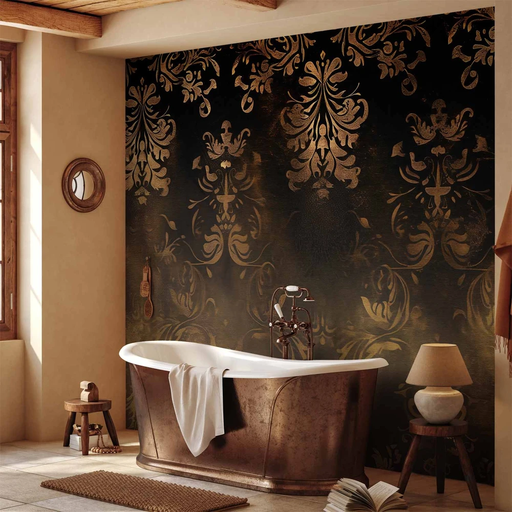 Fototapetai - Barokiniai ornamentai patinuoto aukso ir rudų tonų