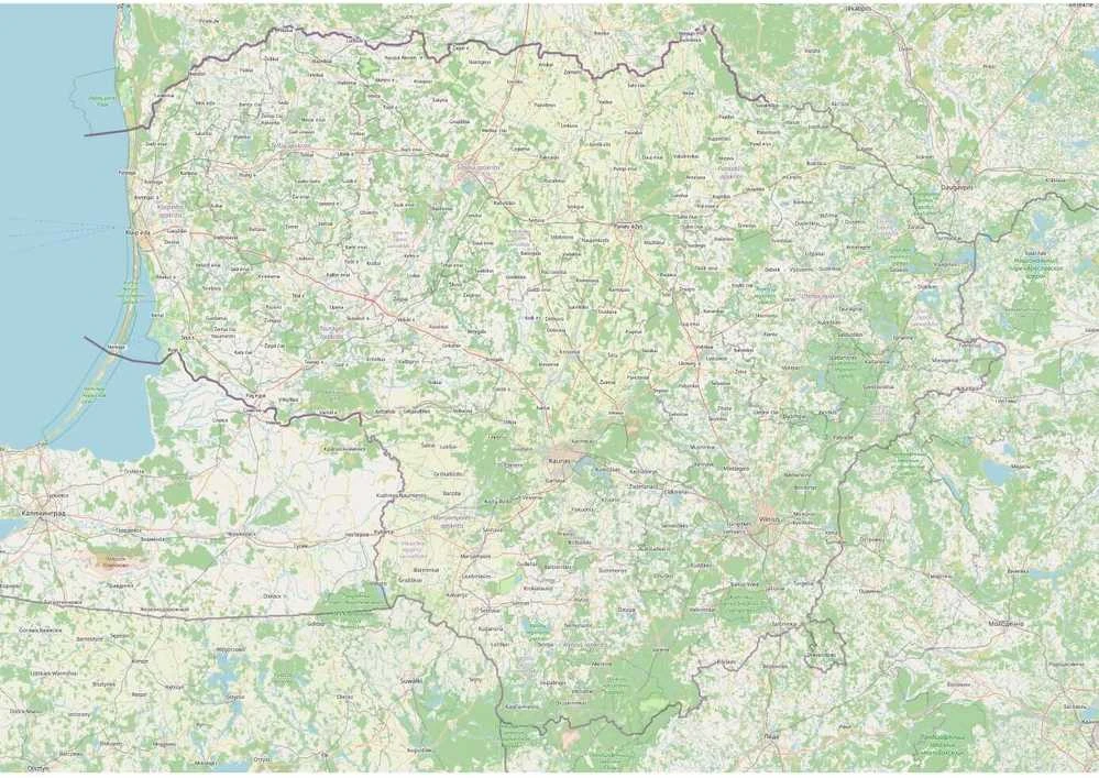 Fototapetai - Detalus Lietuvos žemėlapis lietuvių kalba