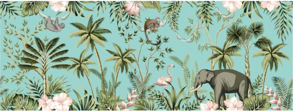 Fototapetai - Flamingo ir dramblys