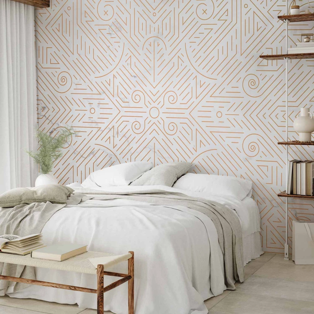 Fototapetai - Geometrinis raštas aukso ir marmuro atspalviai