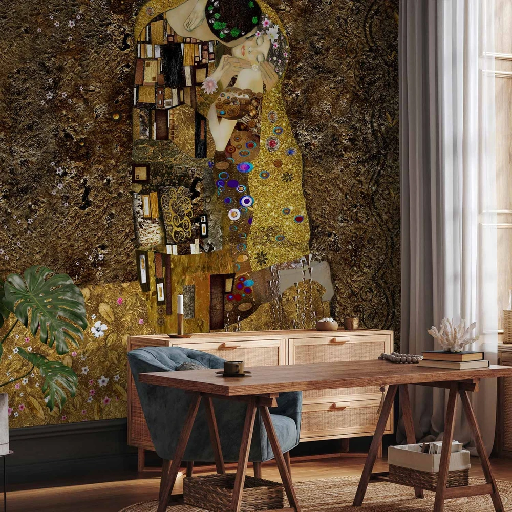 Fototapetai - Klimto įkvėpimas auksinis bučinys