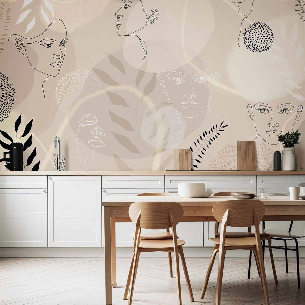 Fototapetai - Linijinė grafika smėlio spalvoje