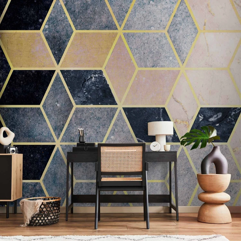 Fototapetai - Mėlynas geometrinis raštas