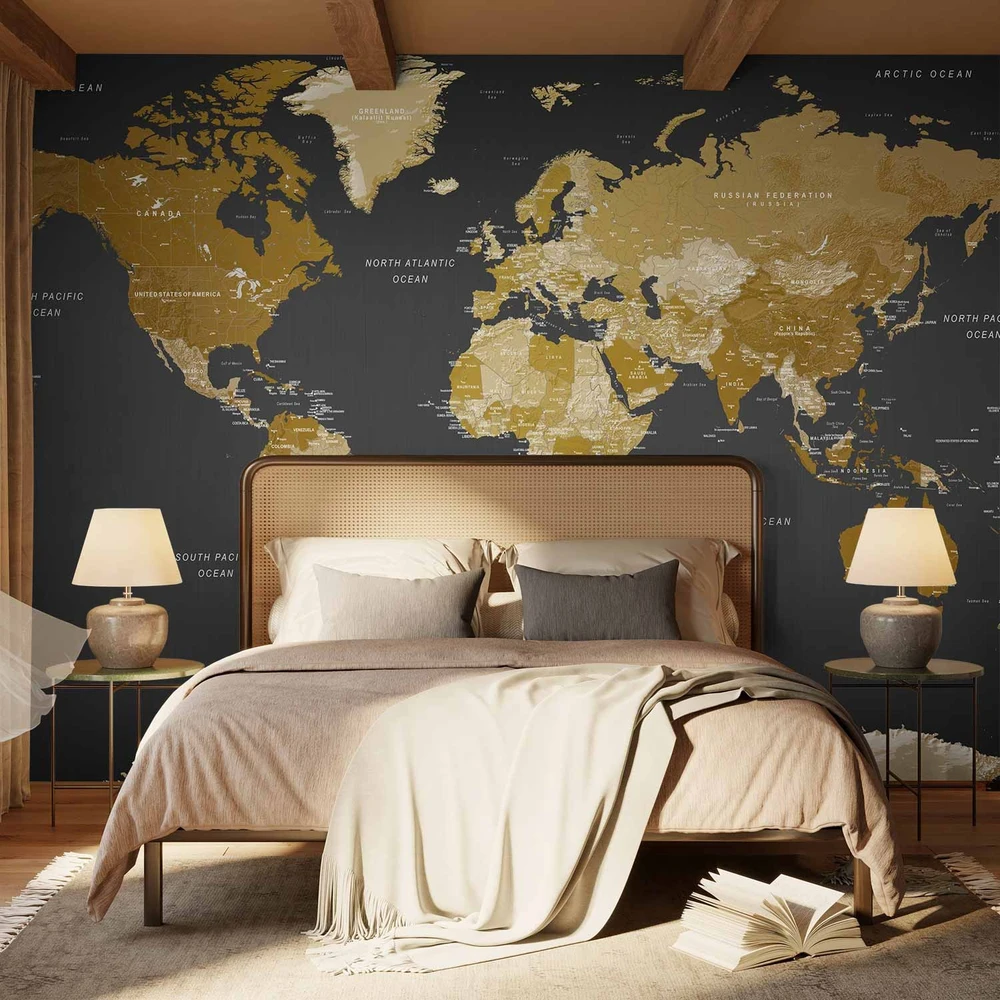 Fototapetai - Pasaulio žemėlapis moderni geografija