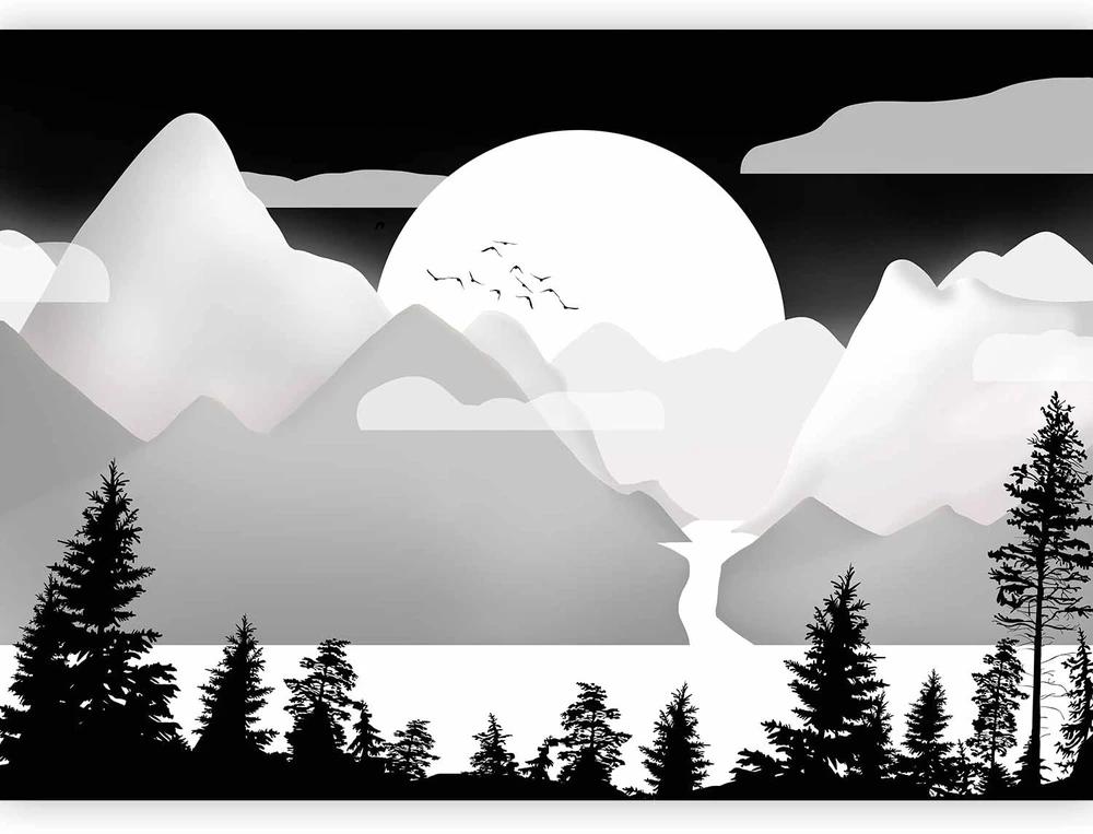 Fototapetai - Peizažas saulėlydyje antras variantas