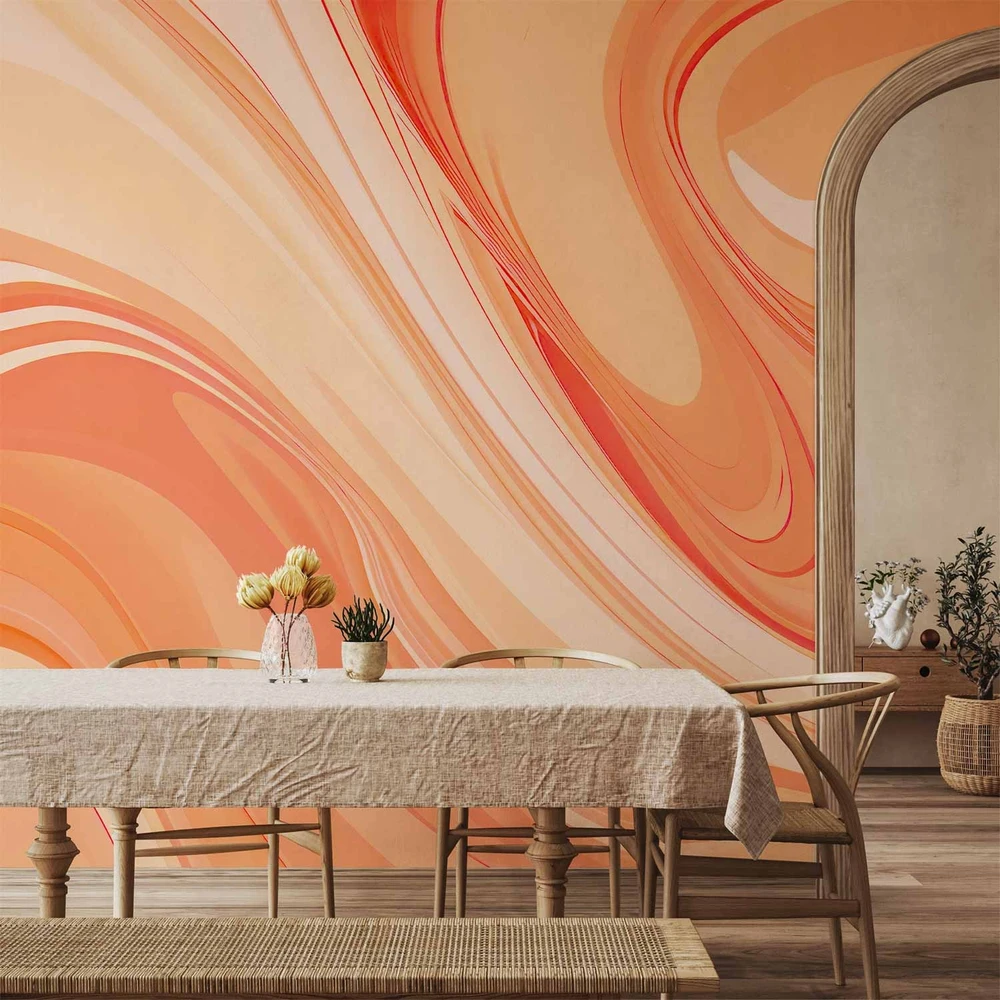 Fototapetai - Persikinė abstrakcija švelniai pereinančios oranžinės spalvos