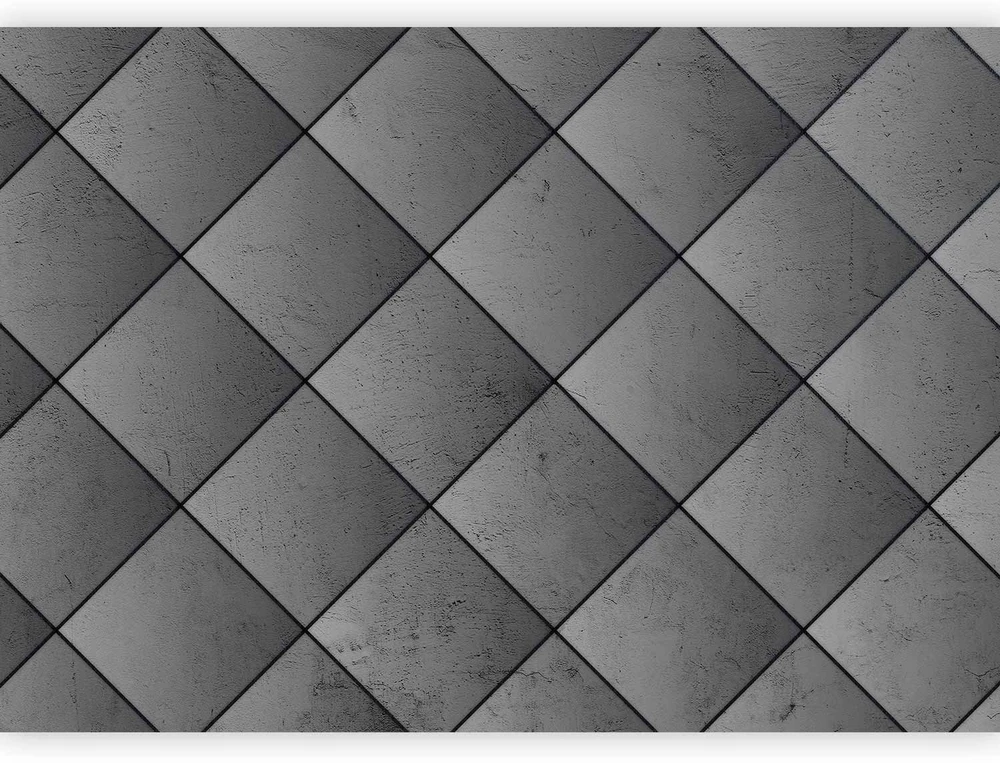 Fototapetai - Pilka simetrija betono raštas su juodomis jungtimis