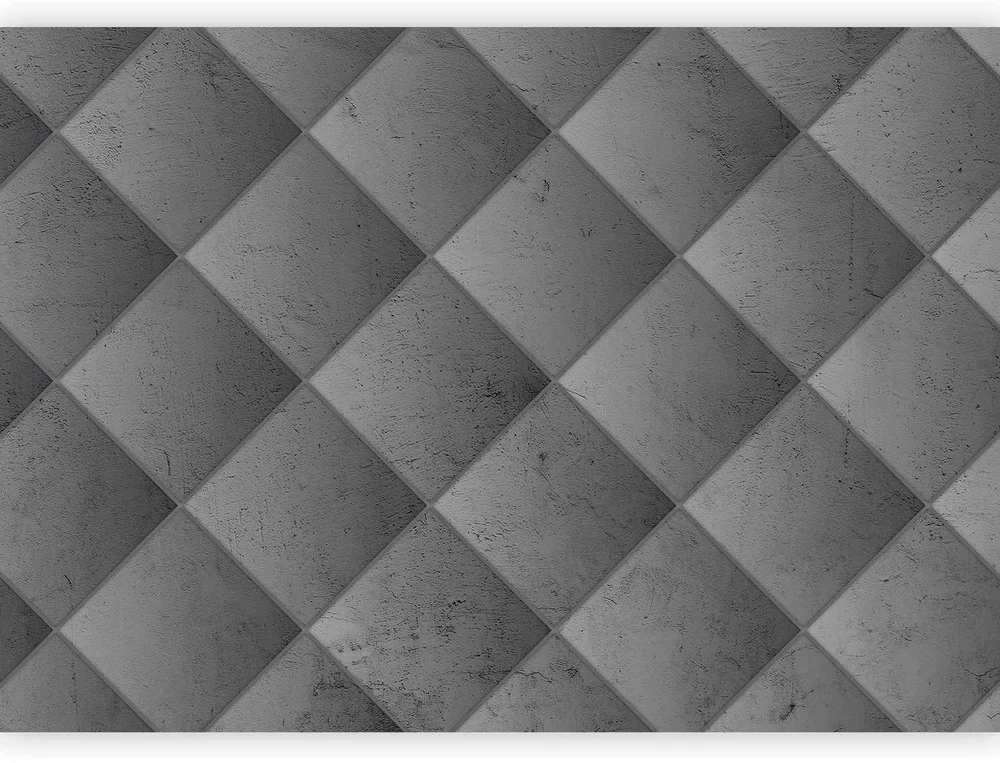 Fototapetai - Pilka simetrija betono raštas su šviesiomis jungtimis