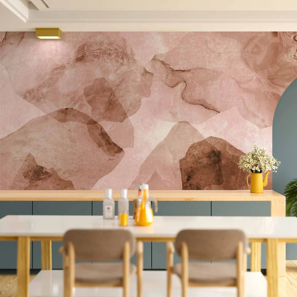 Fototapetai - Rožinis terrazzo minimalistinis marmuro akvarelės fonas