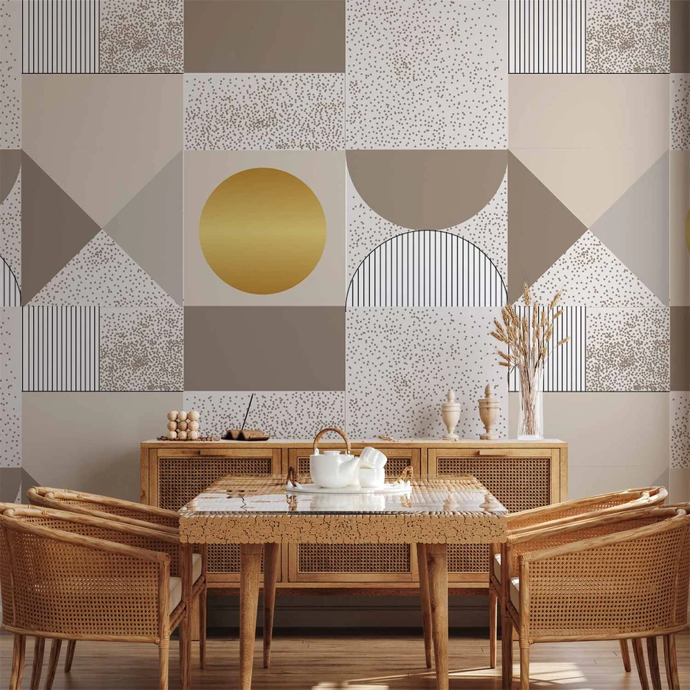 Fototapetai - Smėlio ir aukso geometrinis raštas