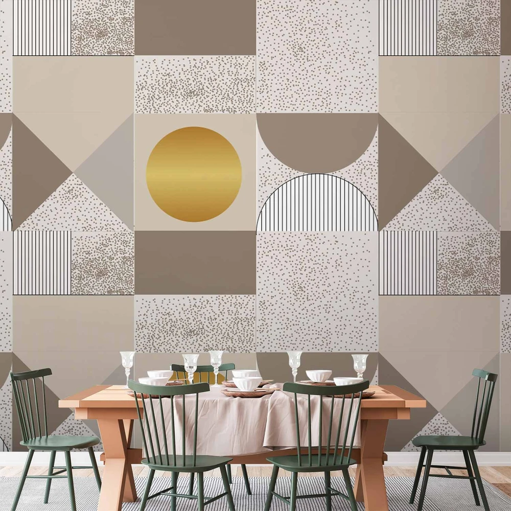 Fototapetai - Smėlio ir aukso geometrinis raštas