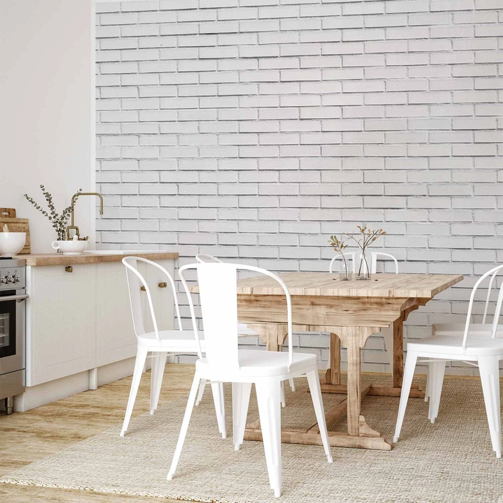 Fototapetai - Sniego plytos baltos plytų sienos imitacija