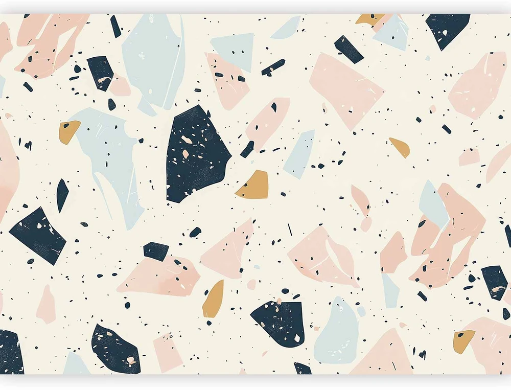 Fototapetai - Terrazzo su dideliais prislopintų spalvų akmenimis