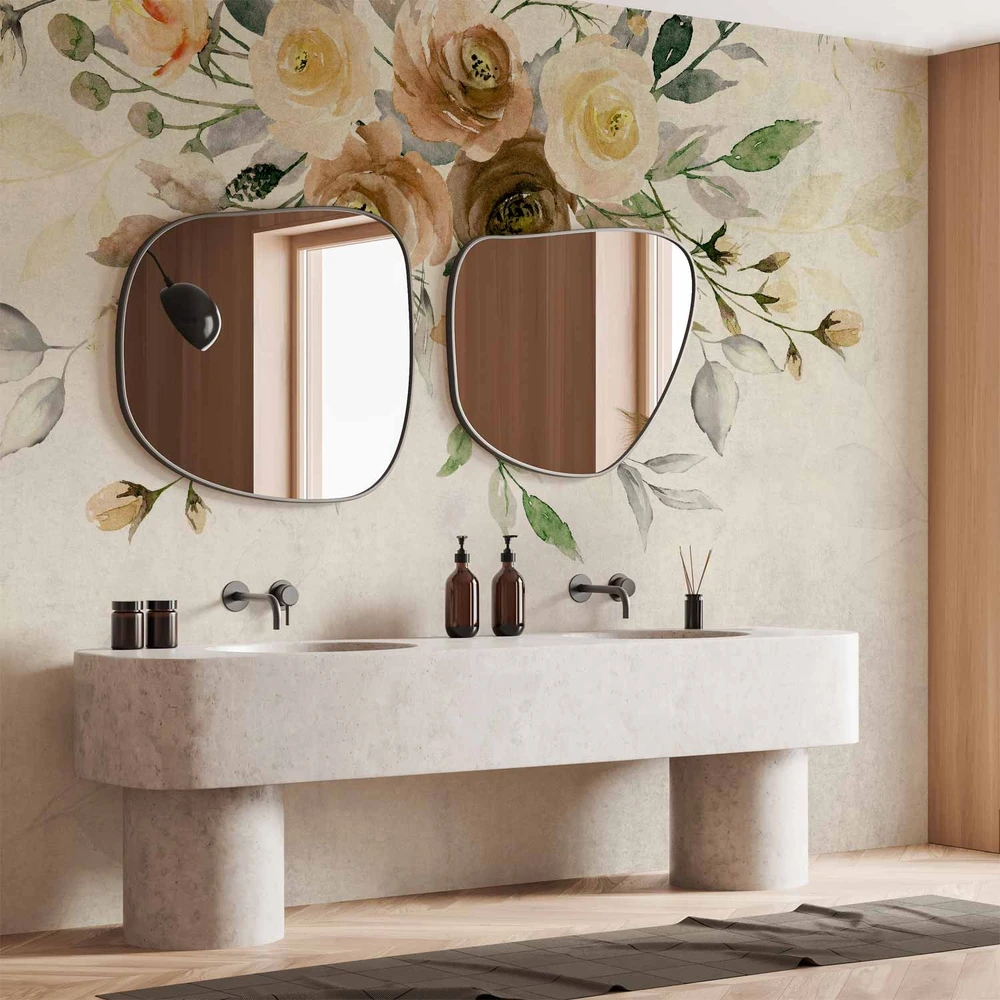 Fototapetai - Vasaros žydėjimas retro gėlių motyvas