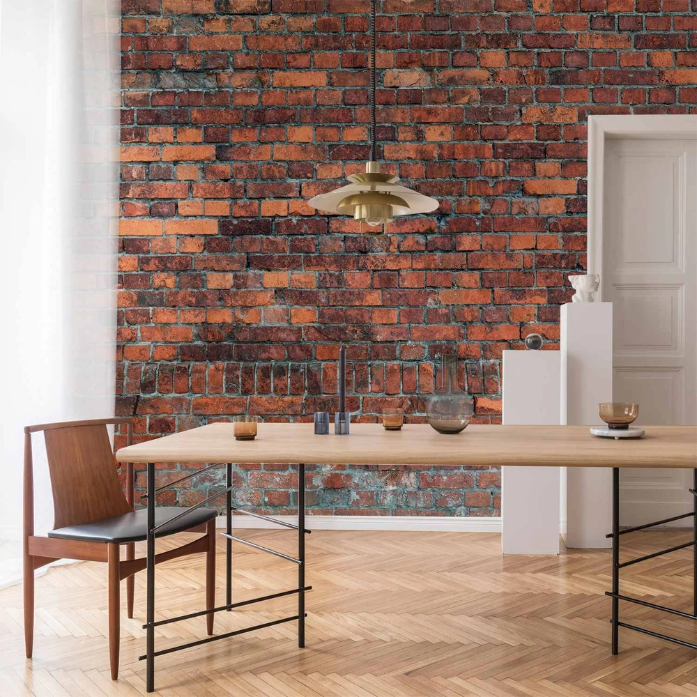 Fototapetai - Vintažinė siena raudonos plytos