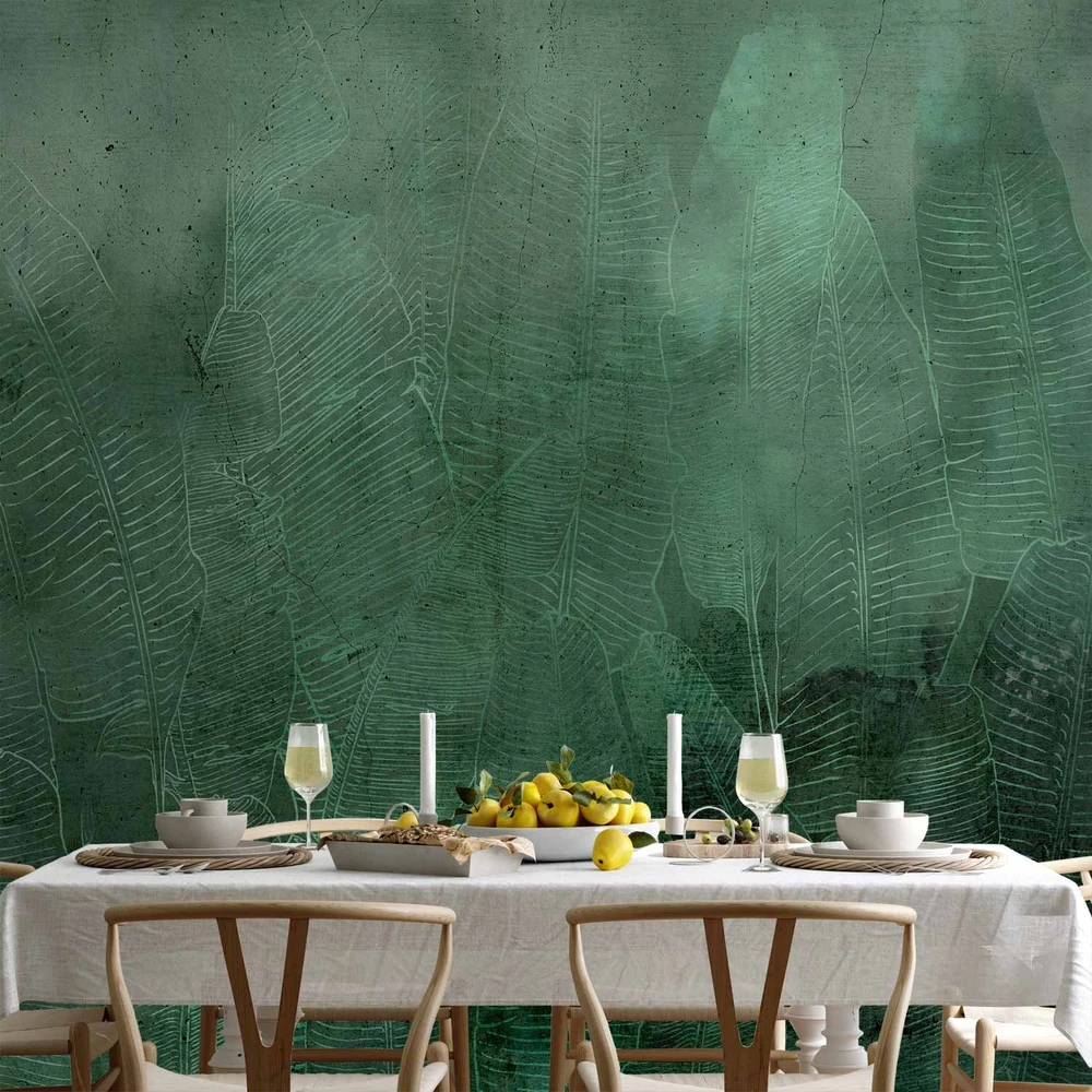 Fototapetai - Žali bananų lapai