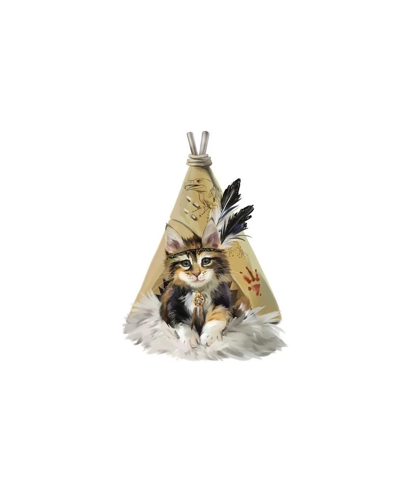 Interjero lipdukas Katinas ir palapinė Tipi 50x70cm