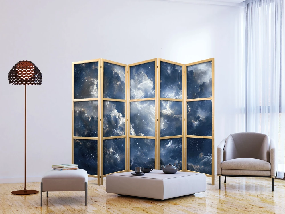 Japoniška kambario pertvara - Astronominiai stebuklai: debesys ir žvaigždės harmoningame derinyje