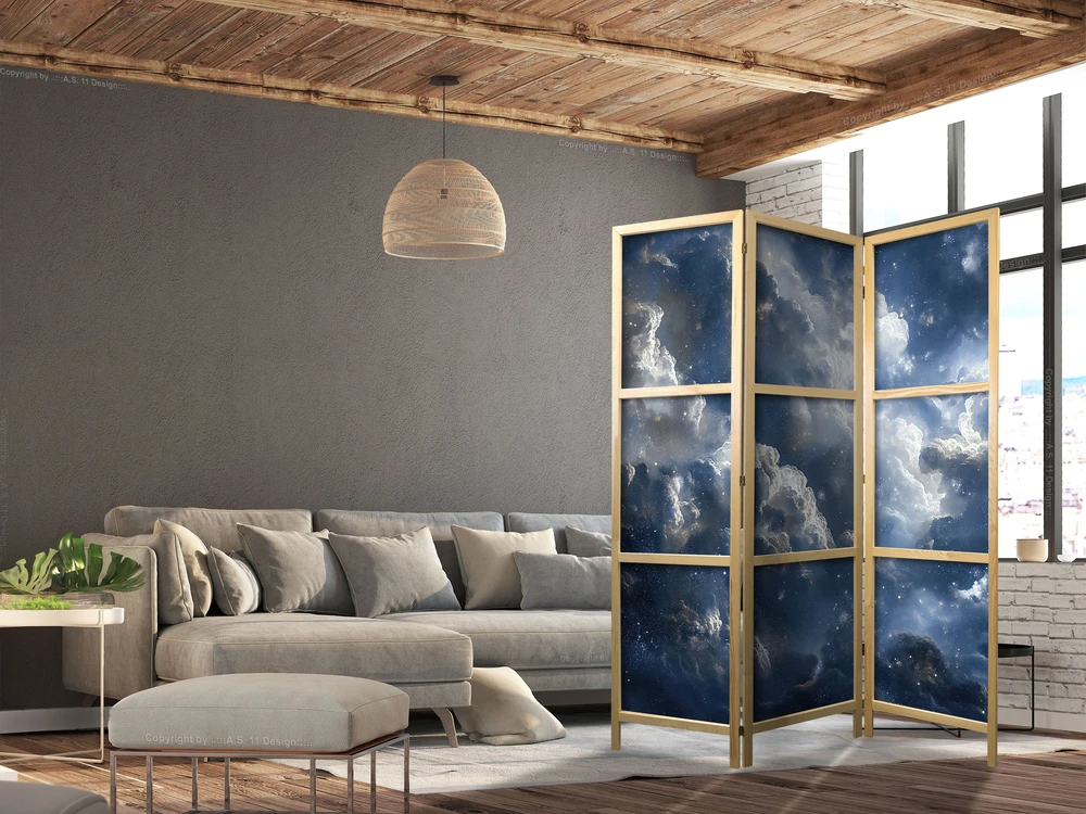 Japoniška kambario pertvara - Astronominiai stebuklai: debesys ir žvaigždės harmoningame derinyje