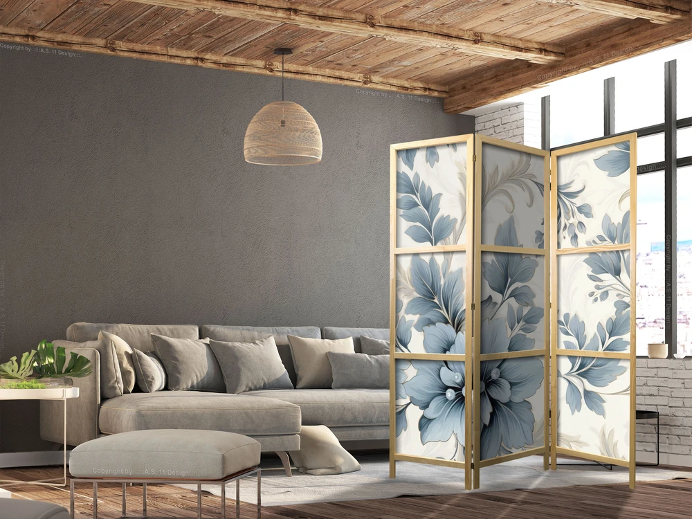 Japoniška kambario pertvara - Turkio gėlės retro aplinkoje - gėlių ornamentai