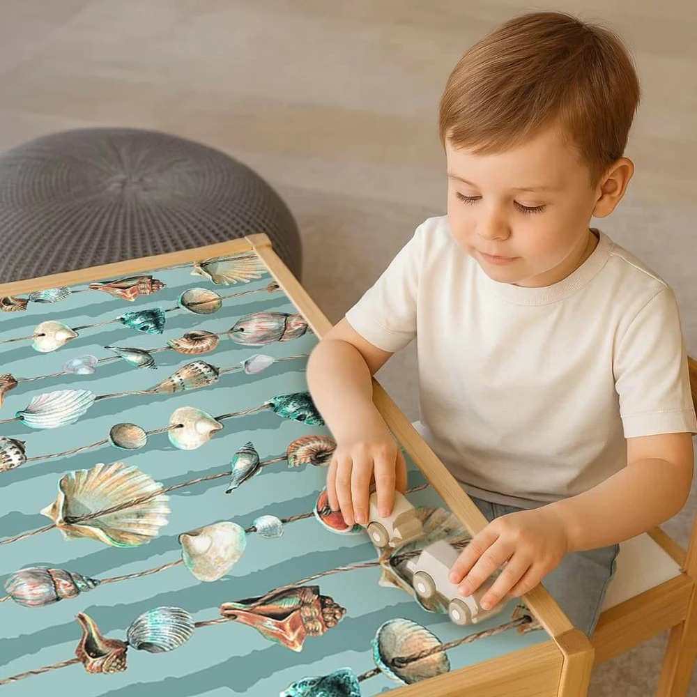 Lipdukai IKEA LATT staliukui ir 2 kėdėms - Jūros kriauklės