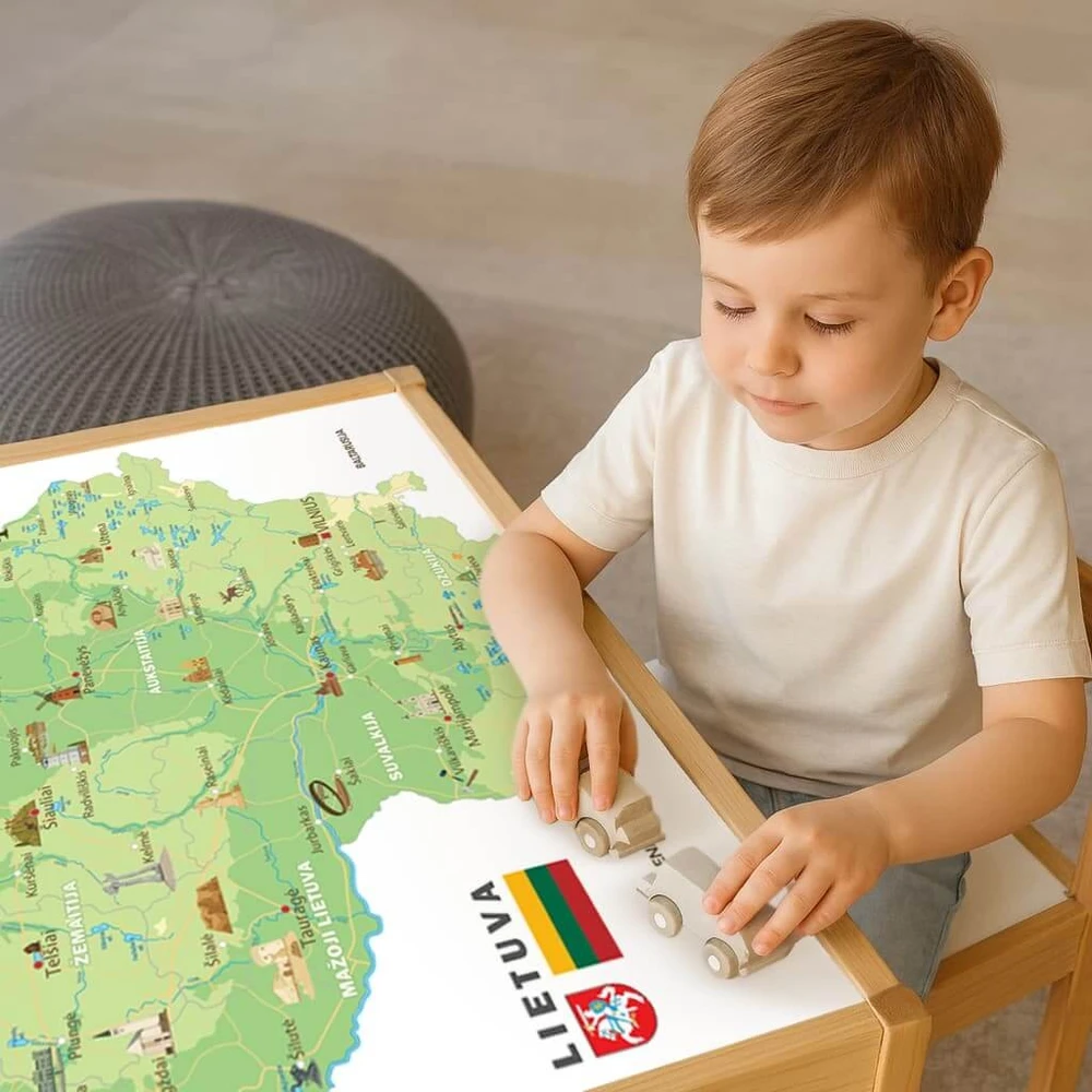 Lipdukai IKEA LATT staliukui ir 2 kėdėms - Lietuvos žemėlapis