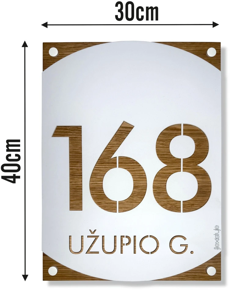 Namo numeris – adreso lentelė Nordis Balta su ąžuolu