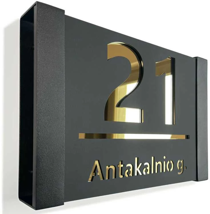 Namo numeris - Auksinė adreso lentelė LOFT 40x30 cm