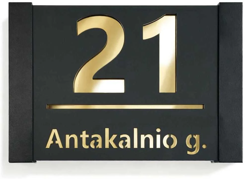 Namo numeris - Auksinė adreso lentelė LOFT 30x20cm