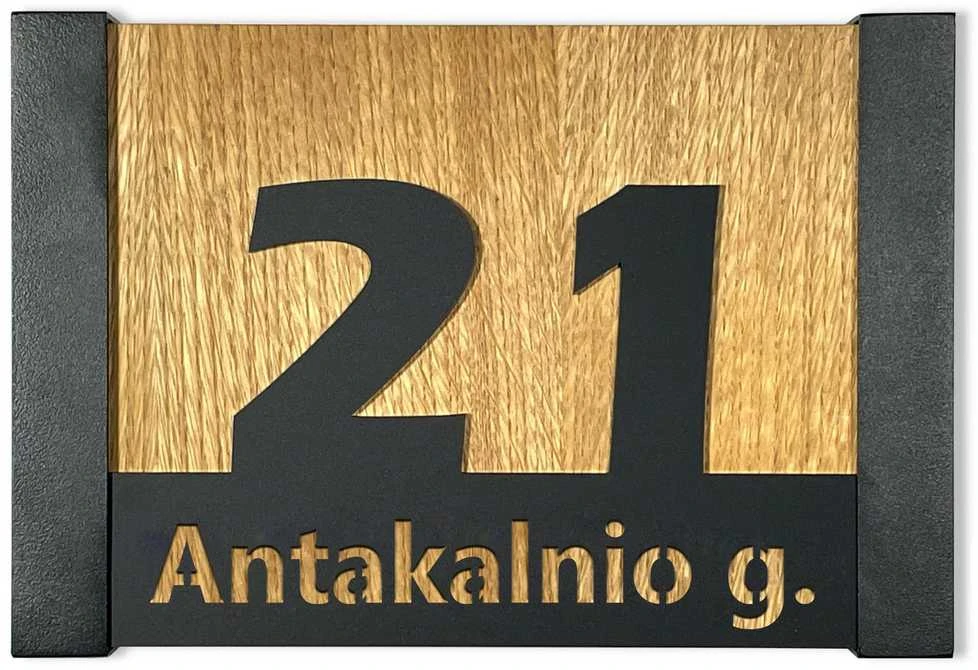 Namo numeris - Ąžuolinė adreso lentelė LOFT 30x20cm