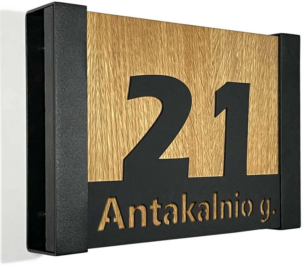 Namo numeris - Ąžuolinė adreso lentelė LOFT 30x20cm