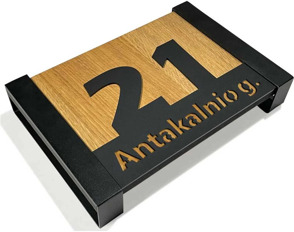 Namo numeris - Ąžuolinė adreso lentelė LOFT 40x30 cm