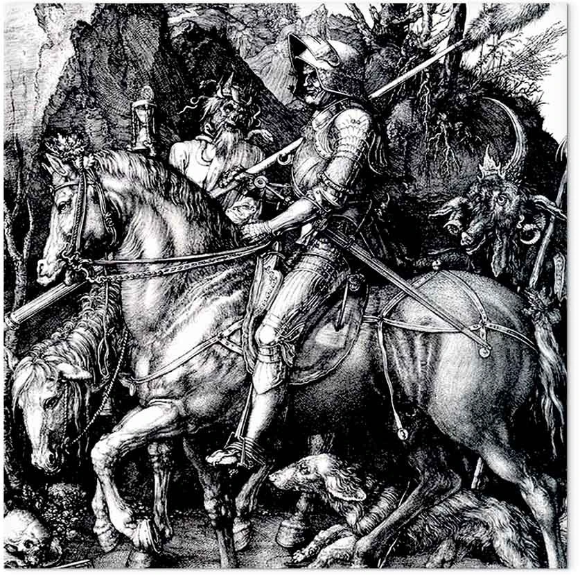 Paveikslas Albrecht Dürer - Riteris, mirtis ir velnias