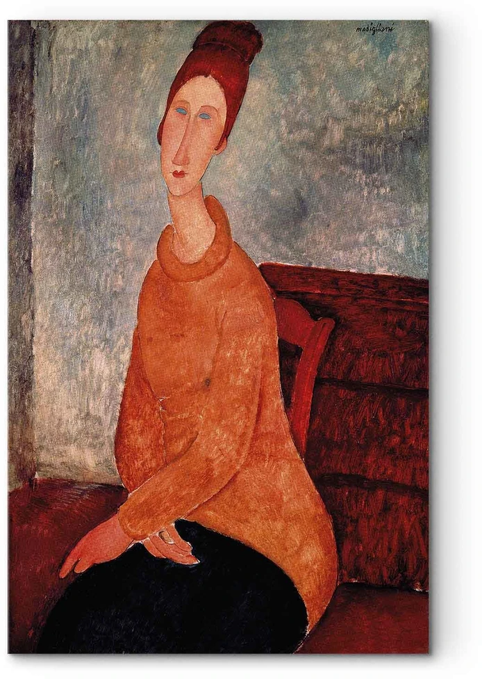 Paveikslas Amedeo Modigliani - Žana Hebiutern su geltonu megztiniu