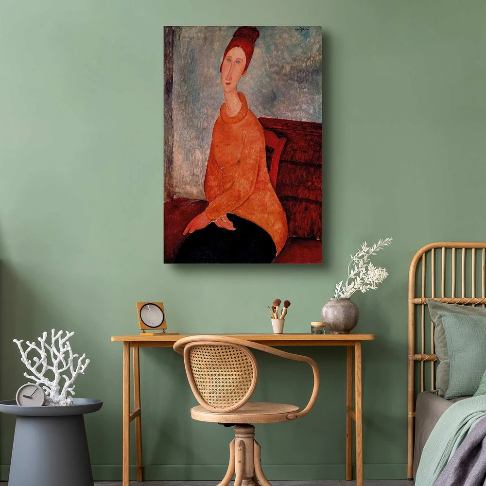 Paveikslas Amedeo Modigliani - Žana Hebiutern su geltonu megztiniu