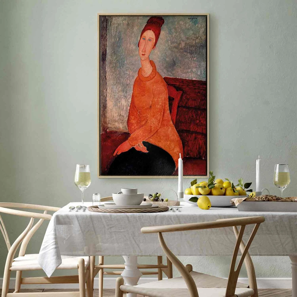 Paveikslas Amedeo Modigliani - Žana Hebiutern su geltonu megztiniu