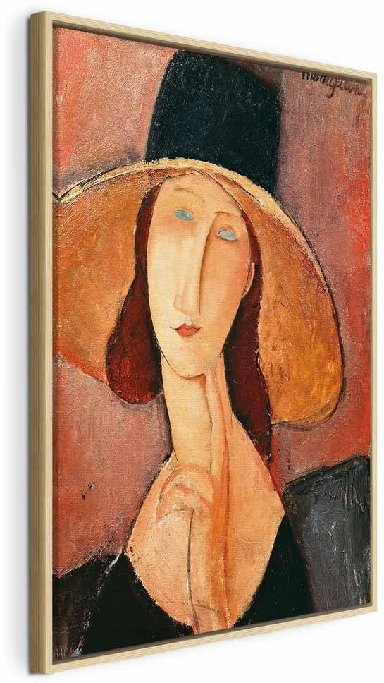 Paveikslas Amedeo Modigliani - Žanos Hebiutern portretas su didele skrybėle
