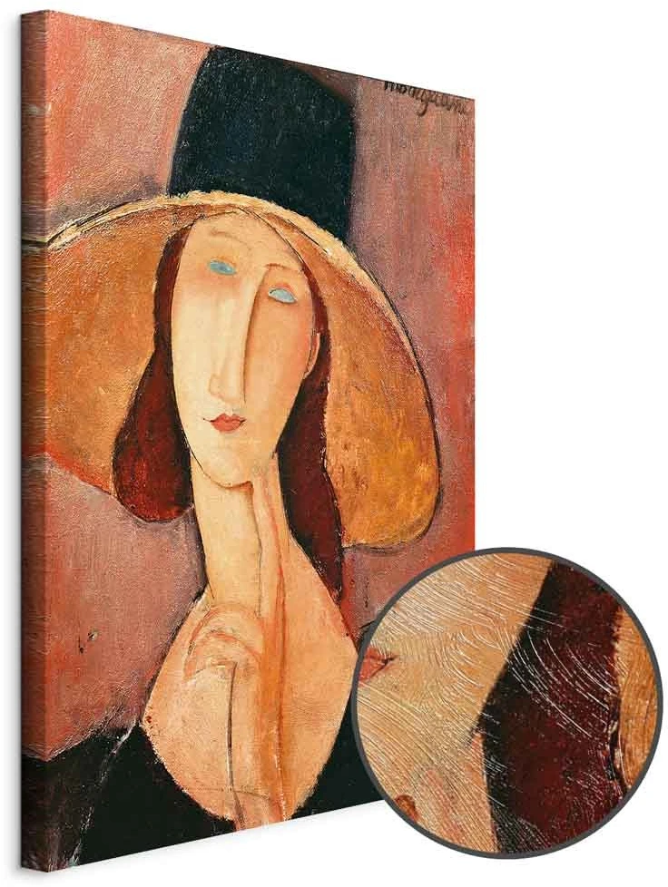 Paveikslas Amedeo Modigliani - Žanos Hebiutern portretas su didele skrybėle