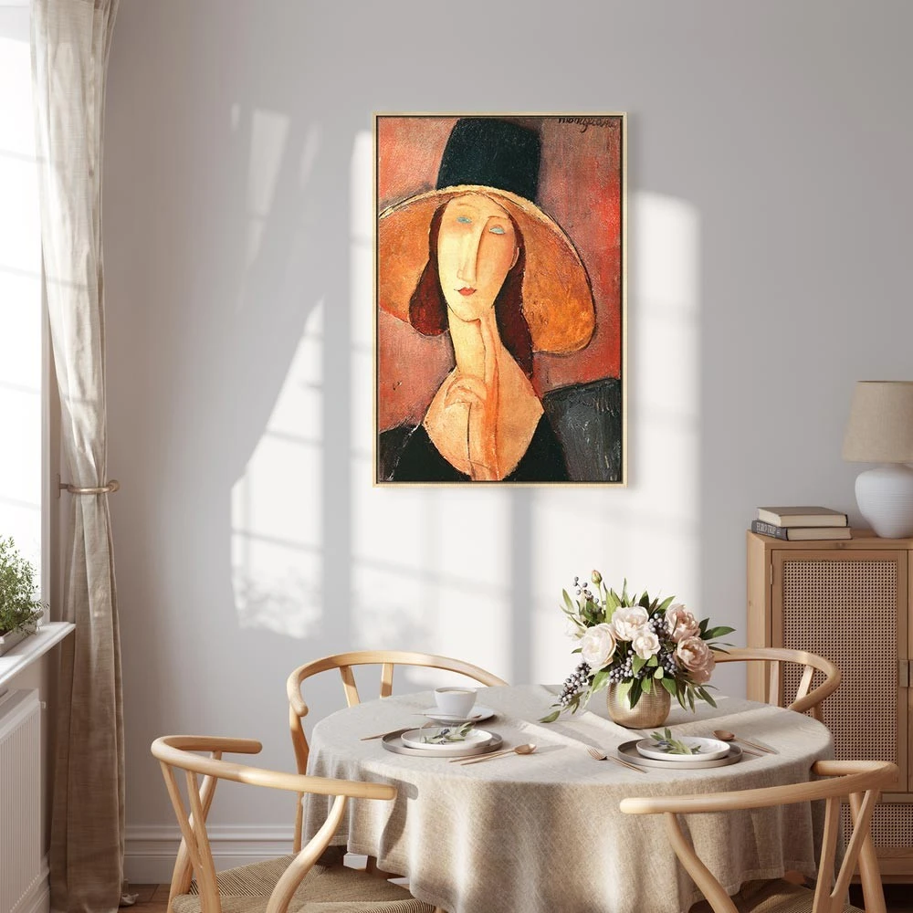 Paveikslas Amedeo Modigliani - Žanos Hebiutern portretas su didele skrybėle