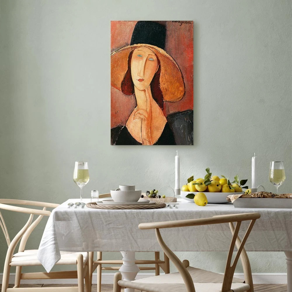 Paveikslas Amedeo Modigliani - Žanos Hebiutern portretas su didele skrybėle