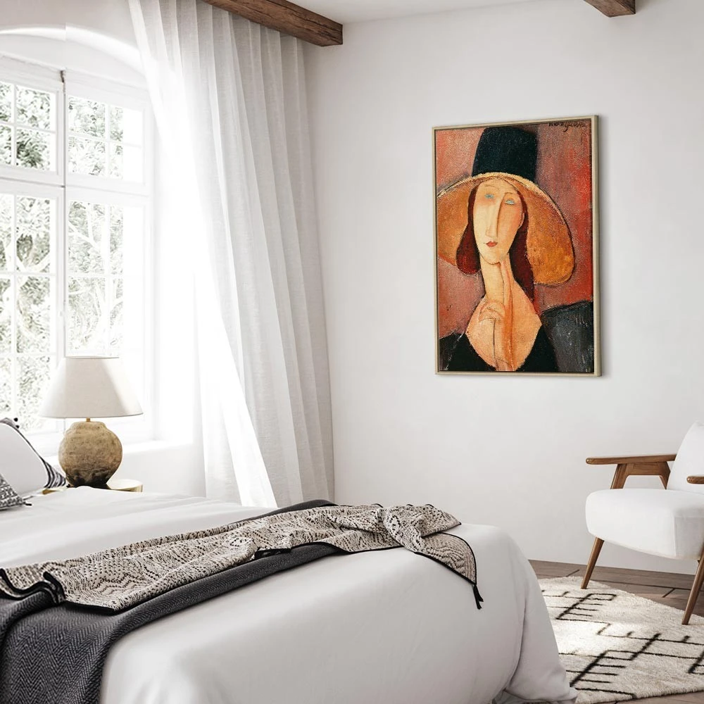 Paveikslas Amedeo Modigliani - Žanos Hebiutern portretas su didele skrybėle