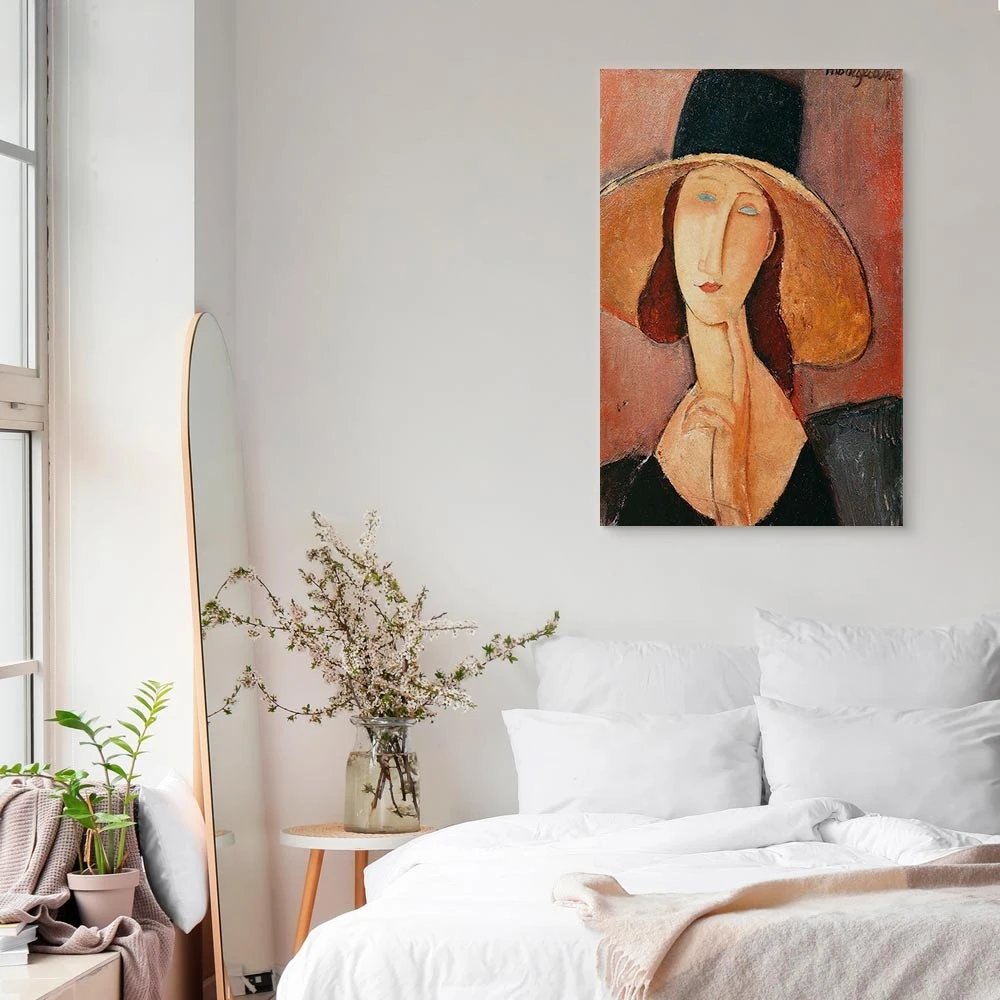 Paveikslas Amedeo Modigliani - Žanos Hebiutern portretas su didele skrybėle