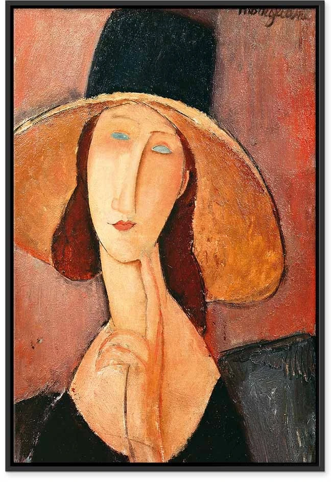 Paveikslas Amedeo Modigliani - Žanos Hebiutern portretas su didele skrybėle