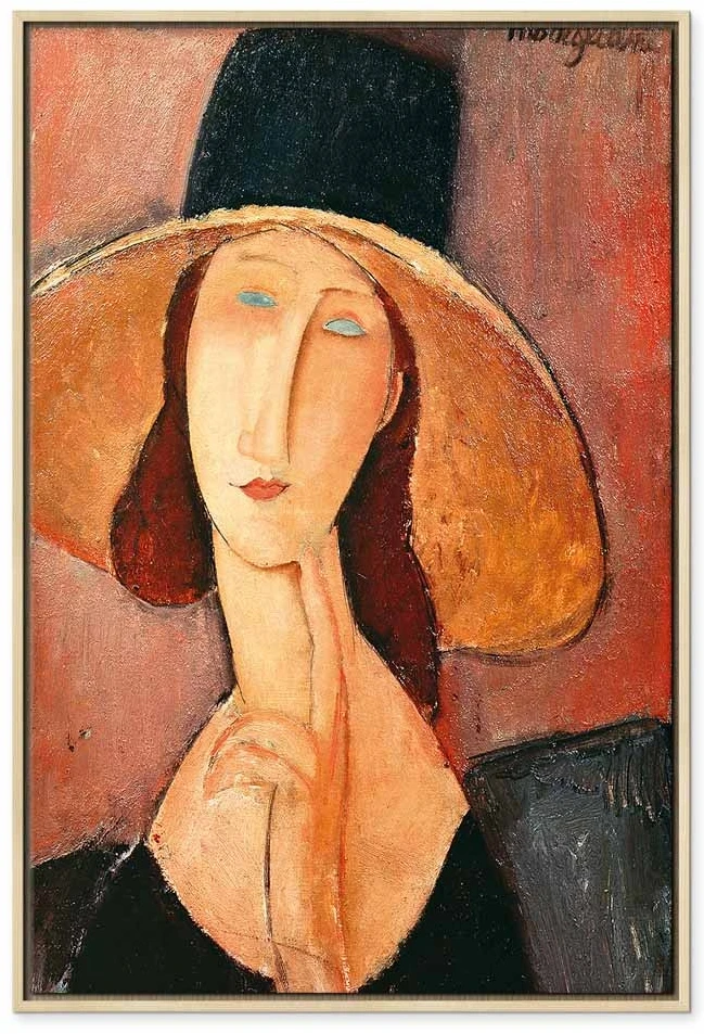 Paveikslas Amedeo Modigliani - Žanos Hebiutern portretas su didele skrybėle