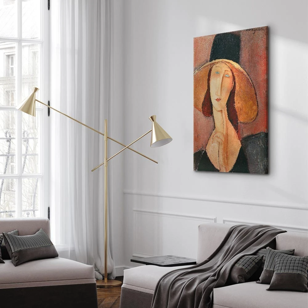 Paveikslas Amedeo Modigliani - Žanos Hebiutern portretas su didele skrybėle