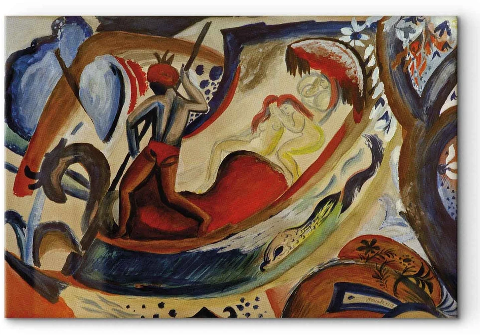 Paveikslas August Macke - Nuogos merginos valtyje